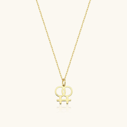 Double Venus Symbol Necklace - 18K Gold-Plated Sterling Silver - Dabas Minimalist