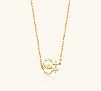 Double Venus Symbol Side Necklace - 18K Gold-Plated Sterling Silver - Dabas Minimalist