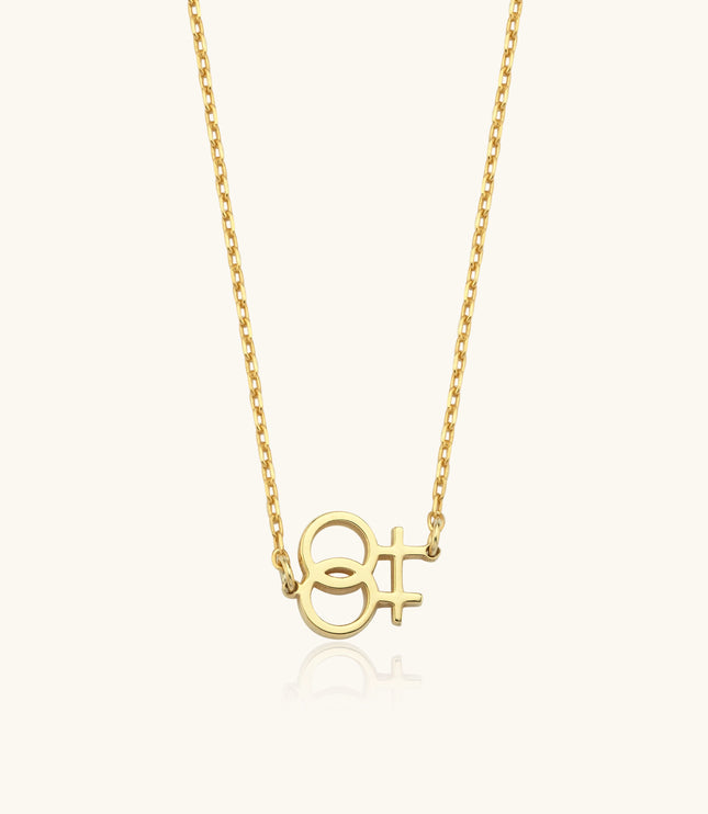 Double Venus Symbol Side Necklace - 18K Gold-Plated Sterling Silver - Dabas Minimalist
