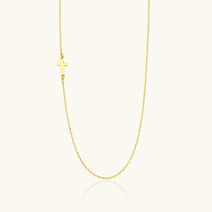 Gold Sideways Cross Necklace – 18K Gold Plated 925K Sterling Silver Minimalist Necklace - Dabas Minimalist