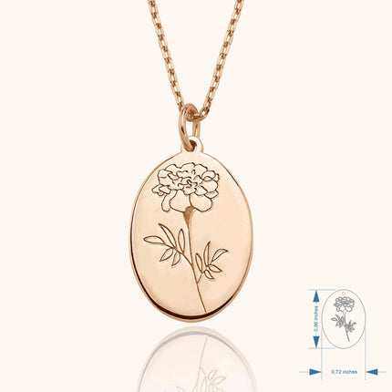 Maxi Birth Flower Necklace • Oval 18K Gold Birthflower Necklace Gift for Women - Dabas Minimalist