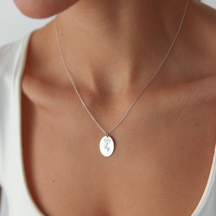 Midi Birth Flower Necklace – Oval 18K Gold Birthflower Necklace Gift for Women - Dabas Minimalist