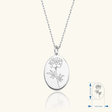 Midi Birth Flower Necklace – Oval 18K Gold Birthflower Necklace Gift for Women - Dabas Minimalist