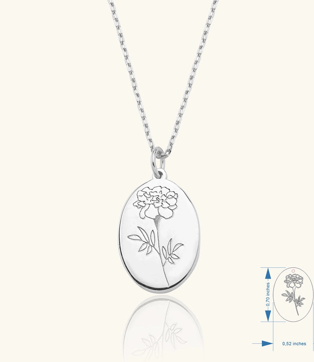 Midi Birth Flower Necklace – Oval 18K Gold Birthflower Necklace Gift for Women - Dabas Minimalist