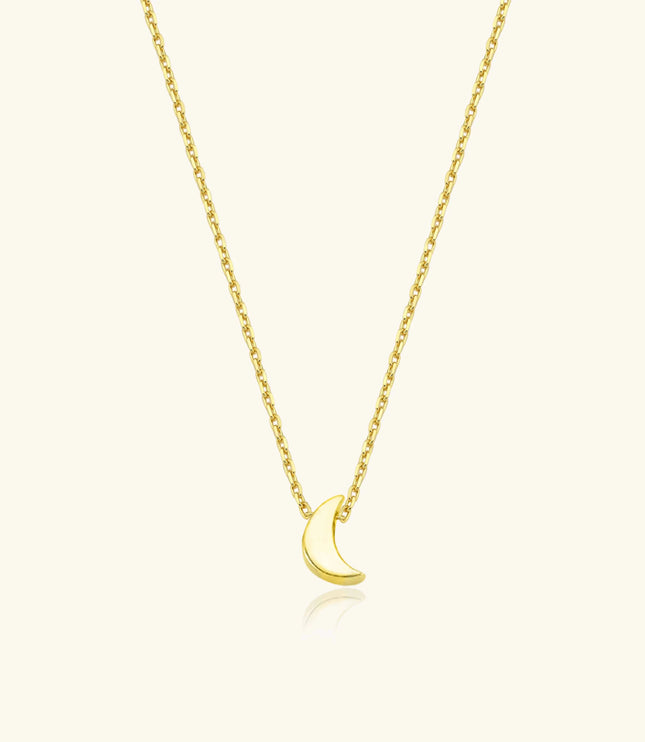 Minimalist Moon Necklace – 18K Gold-Plated Sterling Silver - Dabas Minimalist