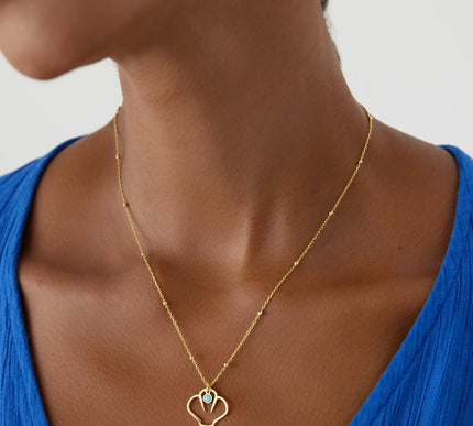Shell Pendant Necklace with Turquoise Accent, 18K Gold-Plated Sterling Silver - Dabas Minimalist