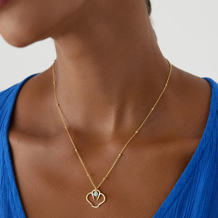 Shell Pendant Necklace with Turquoise Accent, 18K Gold-Plated Sterling Silver - Dabas Minimalist