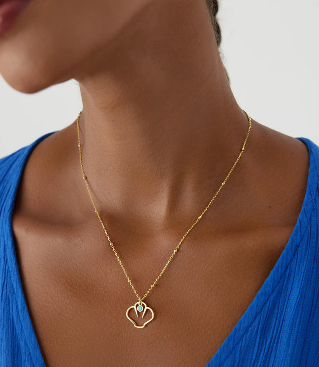 Shell Pendant Necklace with Turquoise Accent, 18K Gold-Plated Sterling Silver - Dabas Minimalist