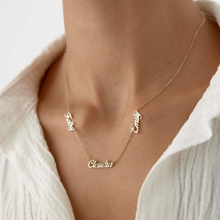 Personalized Multiple Family Name Necklace - 18K Gold-Plated Sterling Silver - Dabas Minimalist