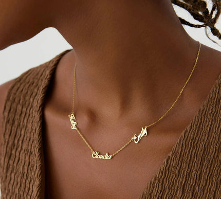 Personalized Multiple Family Name Necklace - 18K Gold-Plated Sterling Silver - Dabas Minimalist
