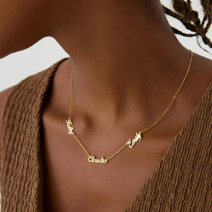 Personalized Multiple Family Name Necklace - 18K Gold-Plated Sterling Silver - Dabas Minimalist