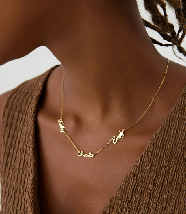 Personalized Multiple Family Name Necklace - 18K Gold-Plated Sterling Silver - Dabas Minimalist