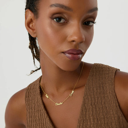 Personalized Multiple Family Name Necklace - 18K Gold-Plated Sterling Silver - Dabas Minimalist