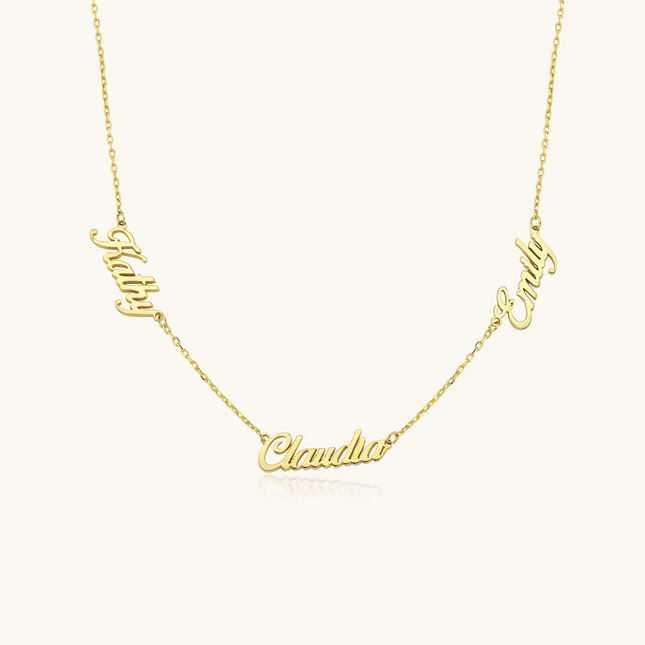 Personalized Multiple Family Name Necklace - 18K Gold-Plated Sterling Silver - Dabas Minimalist