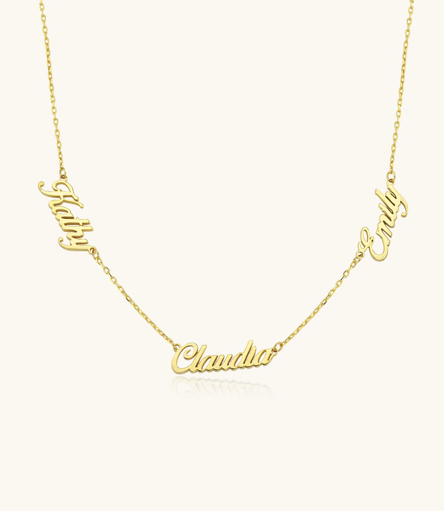 Personalized Multiple Family Name Necklace - 18K Gold-Plated Sterling Silver - Dabas Minimalist
