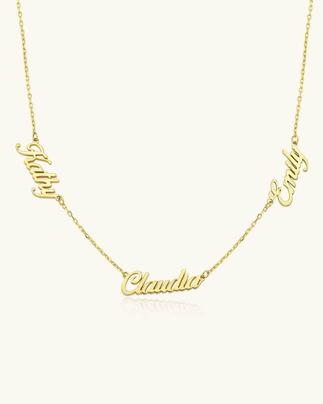 Personalized Multiple Family Name Necklace - 18K Gold-Plated Sterling Silver - Dabas Minimalist