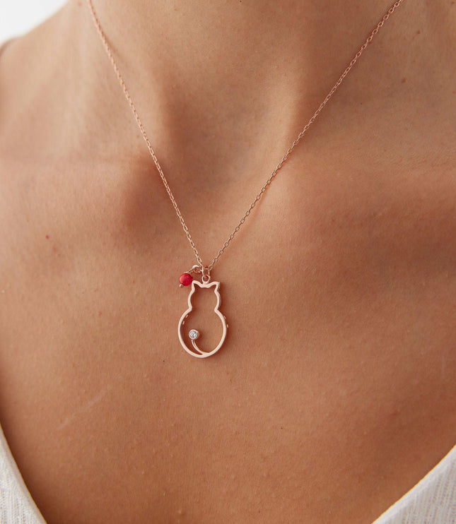 Dainty Cat Figure Necklace - Dabas Minimalist