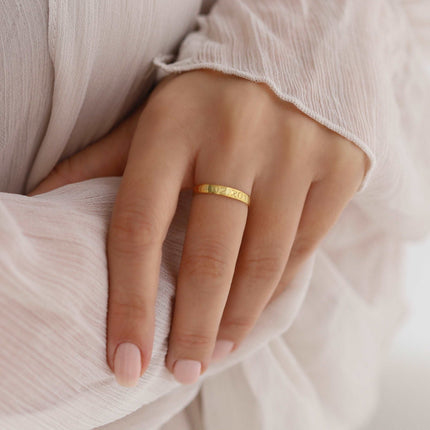 Custom Date Engraved Ring – 18K Gold-Plated Sterling Silver - Dabas Minimalist