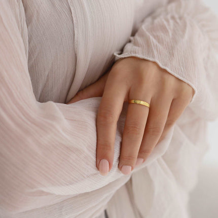 Custom Date Engraved Ring – 18K Gold-Plated Sterling Silver - Dabas Minimalist