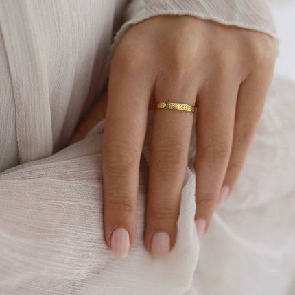 Custom Date Engraved Ring – 18K Gold-Plated Sterling Silver - Dabas Minimalist