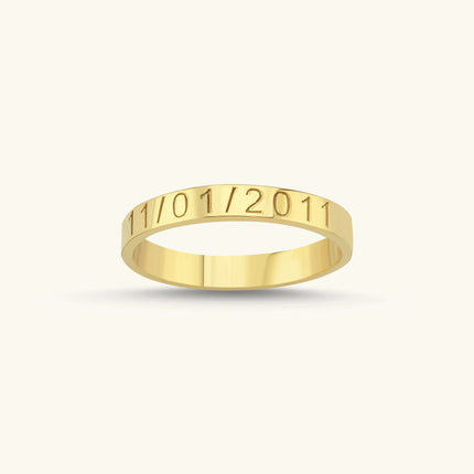 Custom Date Engraved Ring – 18K Gold-Plated Sterling Silver - Dabas Minimalist