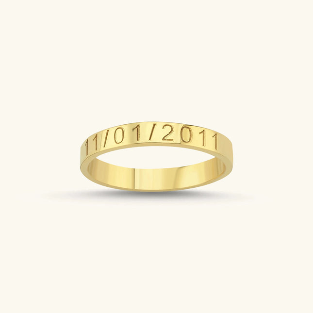 Custom Date Engraved Ring – 18K Gold-Plated Sterling Silver - Dabas Minimalist