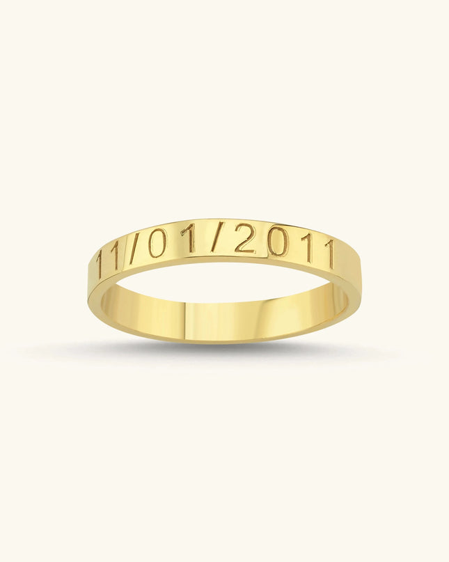 Custom Date Engraved Ring – 18K Gold-Plated Sterling Silver - Dabas Minimalist