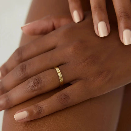 Custom Date Engraved Ring – 18K Gold-Plated Sterling Silver - Dabas Minimalist