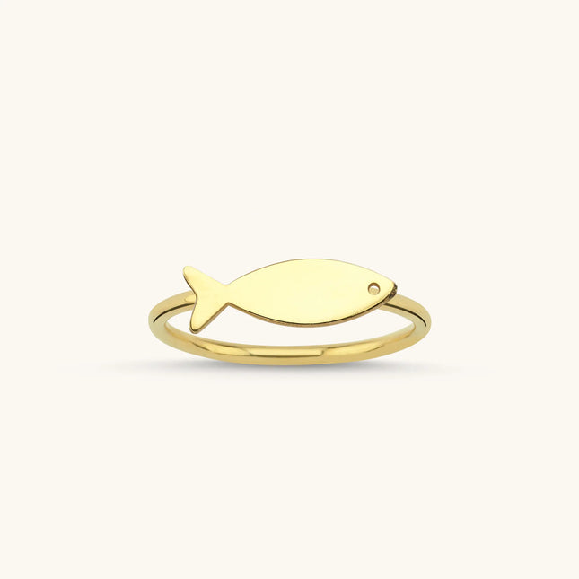 Fish Ring – 18K Gold-Plated Sterling Silver Minimalist Ring - Dabas Minimalist