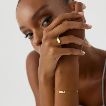 Fish Ring – 18K Gold-Plated Sterling Silver Minimalist Ring - Dabas Minimalist