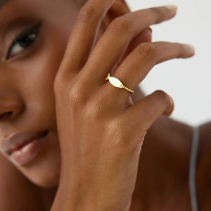 Fish Ring – 18K Gold-Plated Sterling Silver Minimalist Ring - Dabas Minimalist