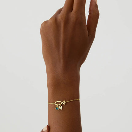 Dainty Fish Evil Eye Letter Bracelet - Dabas Minimalist