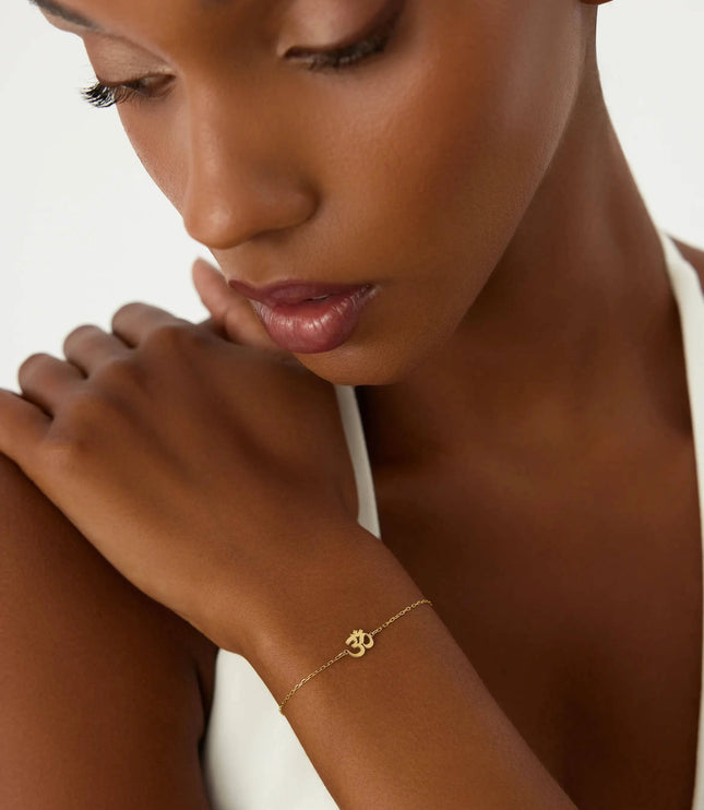 Om Bracelet – 18K Gold-Plated Sterling Silver Spiritual Bracelet - Dabas Minimalist