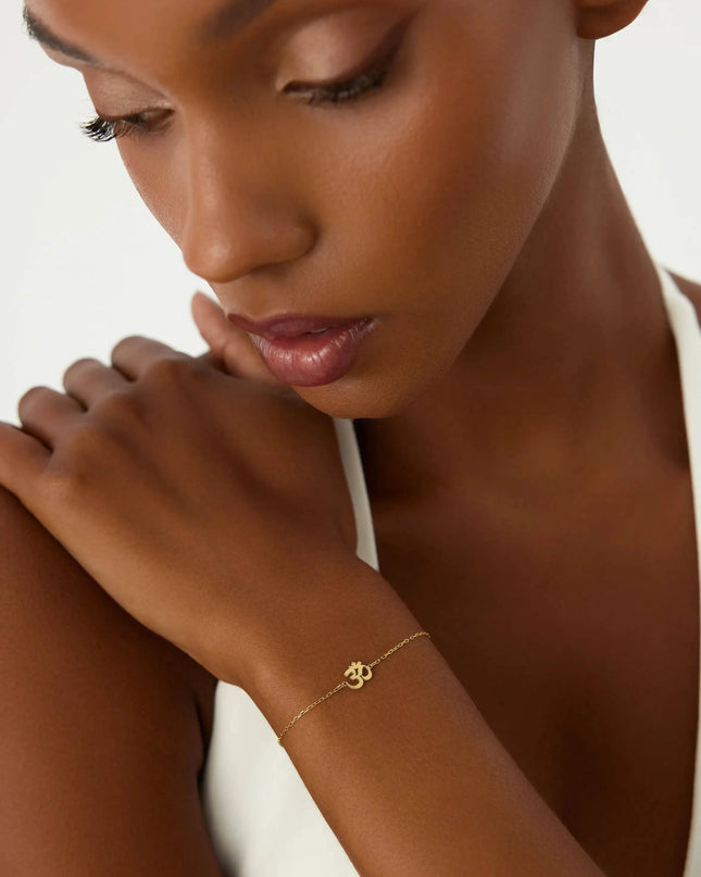 Om Bracelet – 18K Gold-Plated Sterling Silver Spiritual Bracelet - Dabas Minimalist