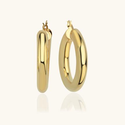 Chunky Gold Hoop Earrings – 18K Gold-Plated Sterling Silver Statement Jewelry - Dabas Minimalist