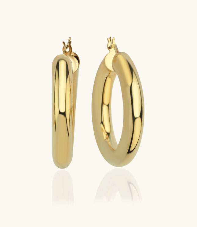 Chunky Gold Hoop Earrings – 18K Gold-Plated Sterling Silver Statement Jewelry - Dabas Minimalist