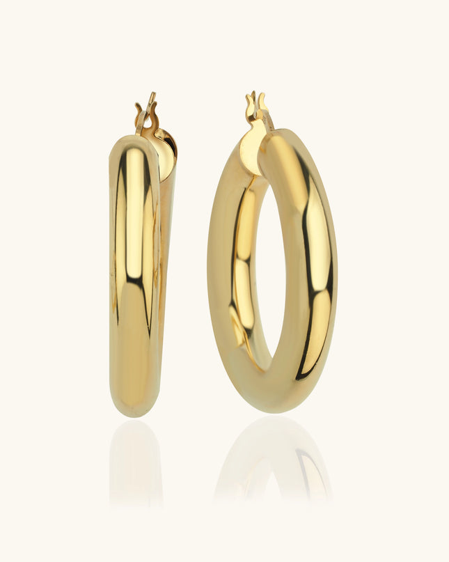 Chunky Gold Hoop Earrings – 18K Gold-Plated Sterling Silver Statement Jewelry - Dabas Minimalist