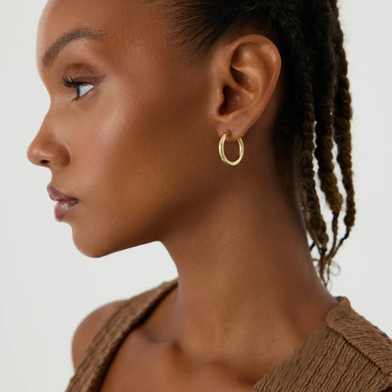 Chunky Gold Hoop Earrings – 18K Gold-Plated Sterling Silver Statement Jewelry - Dabas Minimalist