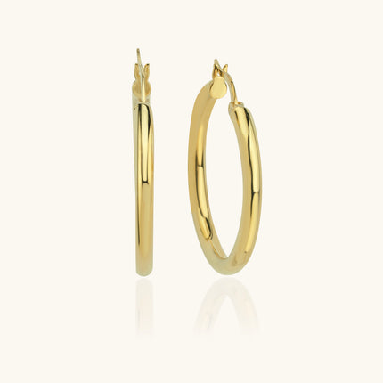 Classic Gold Hoop Earrings – 18K Gold-Plated Sterling Silver Timeless Jewelry - Dabas Minimalist