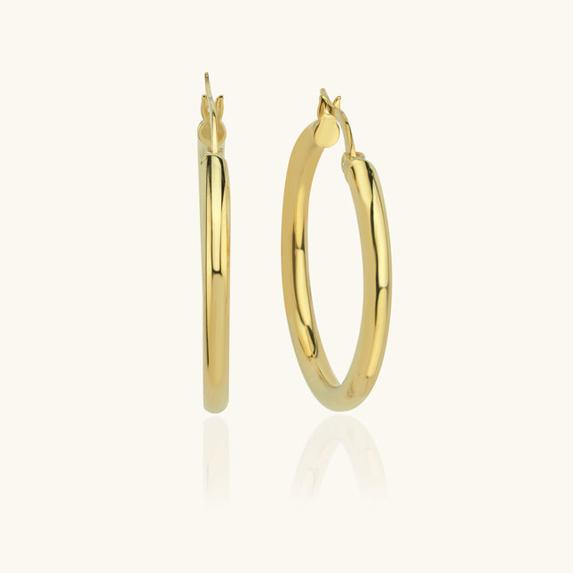 Classic Gold Hoop Earrings – 18K Gold-Plated Sterling Silver Timeless Jewelry - Dabas Minimalist