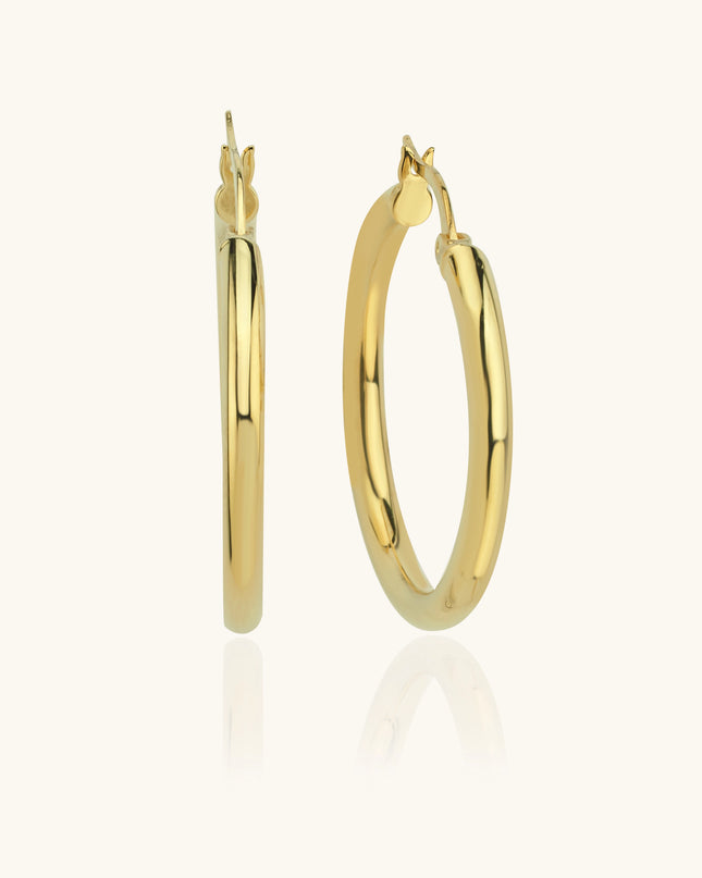 Classic Gold Hoop Earrings – 18K Gold-Plated Sterling Silver Timeless Jewelry - Dabas Minimalist