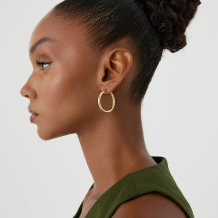 Classic Gold Hoop Earrings – 18K Gold-Plated Sterling Silver Timeless Jewelry - Dabas Minimalist