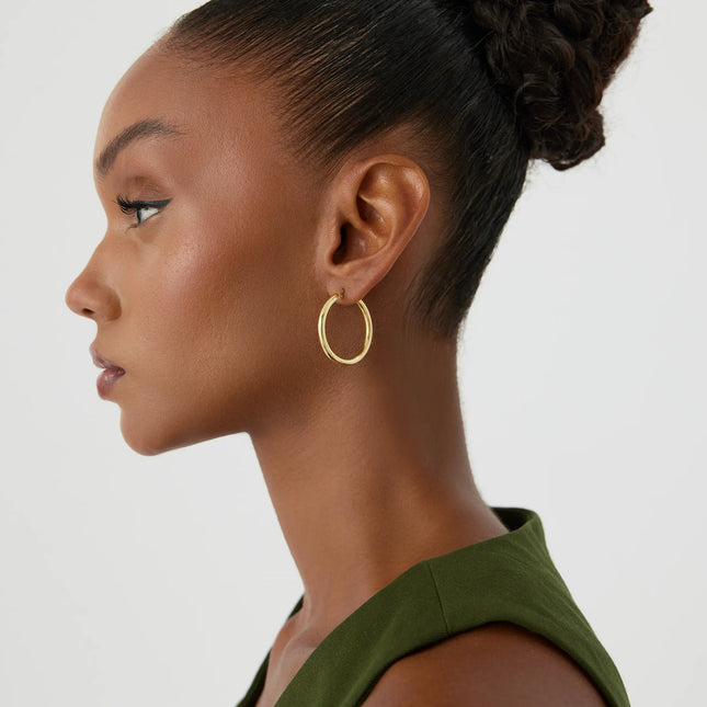 Classic Gold Hoop Earrings – 18K Gold-Plated Sterling Silver Timeless Jewelry - Dabas Minimalist