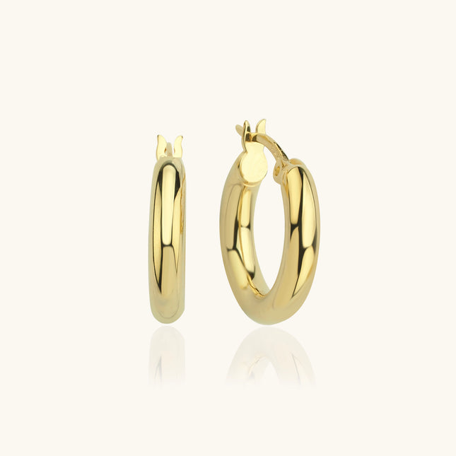 Classic Small Gold Huggie Hoop Earrings, 18K Gold-Plated Sterling Silver Minimalist Jewelry - Dabas Minimalist