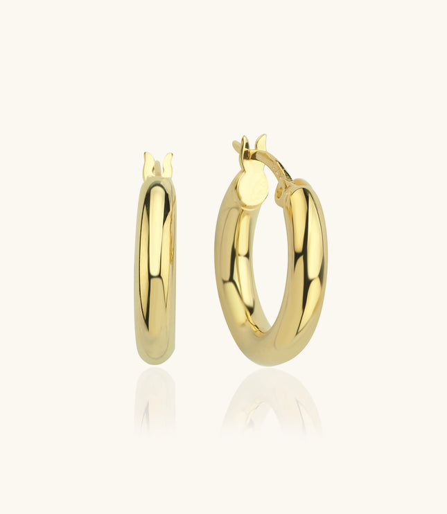 Classic Small Gold Huggie Hoop Earrings, 18K Gold-Plated Sterling Silver Minimalist Jewelry - Dabas Minimalist