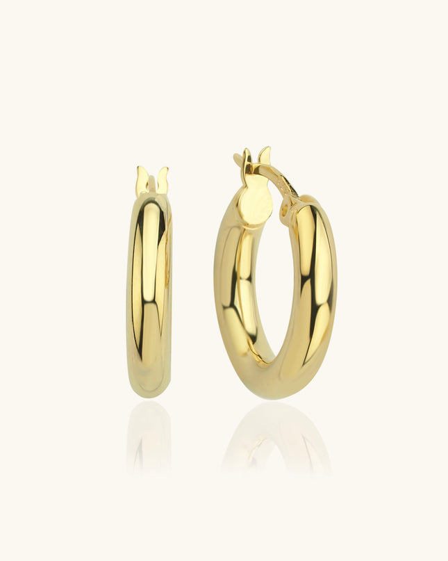 Classic Small Gold Huggie Hoop Earrings, 18K Gold-Plated Sterling Silver Minimalist Jewelry - Dabas Minimalist