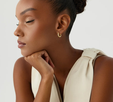 Classic Small Gold Huggie Hoop Earrings, 18K Gold-Plated Sterling Silver Minimalist Jewelry - Dabas Minimalist