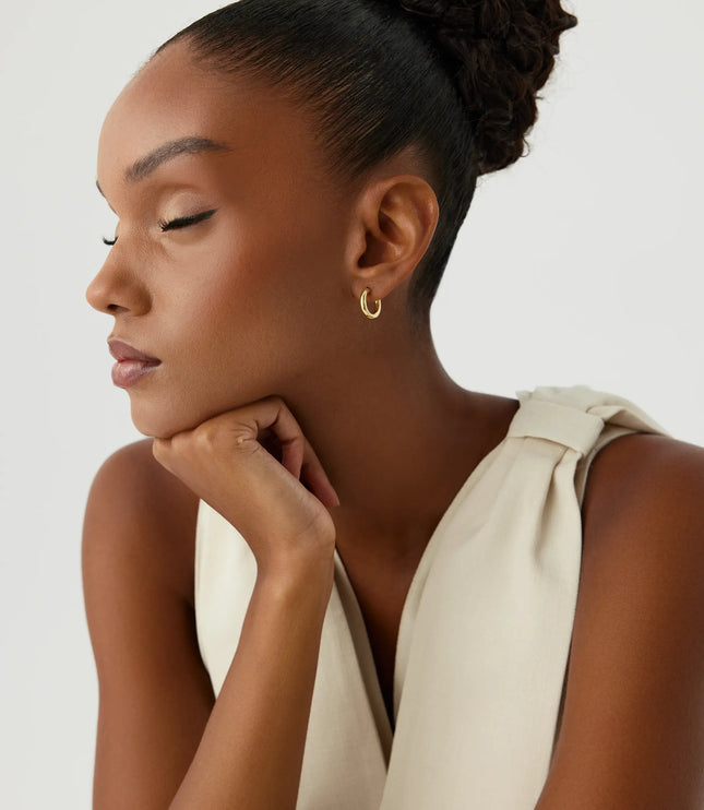 Classic Small Gold Huggie Hoop Earrings, 18K Gold-Plated Sterling Silver Minimalist Jewelry - Dabas Minimalist