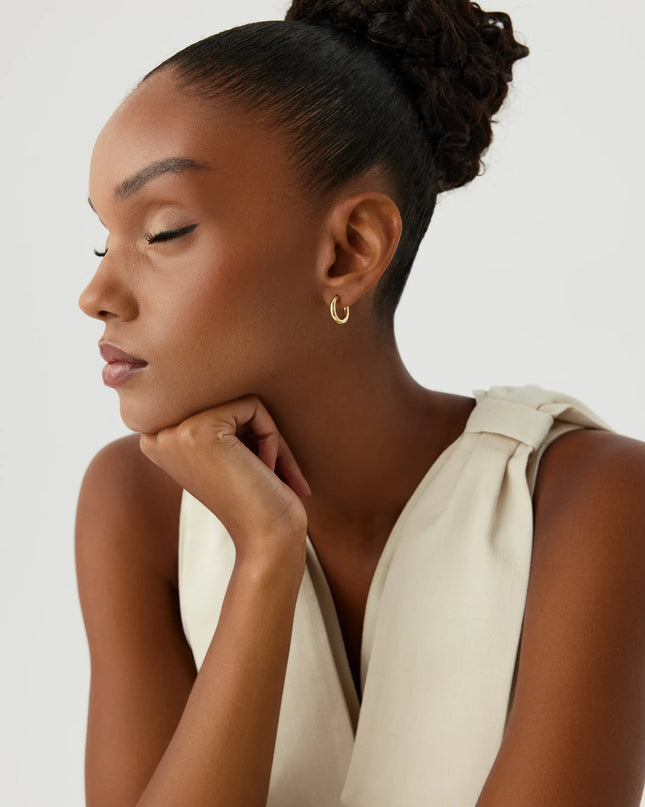Classic Small Gold Huggie Hoop Earrings, 18K Gold-Plated Sterling Silver Minimalist Jewelry - Dabas Minimalist