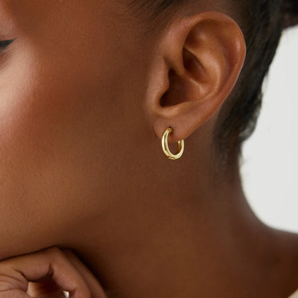 Classic Small Gold Huggie Hoop Earrings, 18K Gold-Plated Sterling Silver Minimalist Jewelry - Dabas Minimalist